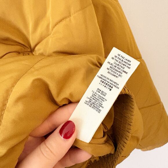 Free People Heidi Ski Puffer Jacket Mustard Chevron Color‑Block Zip Front Size M - Picture 10 of 12